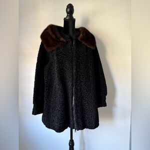 Elegant Black Fur Women's Coat